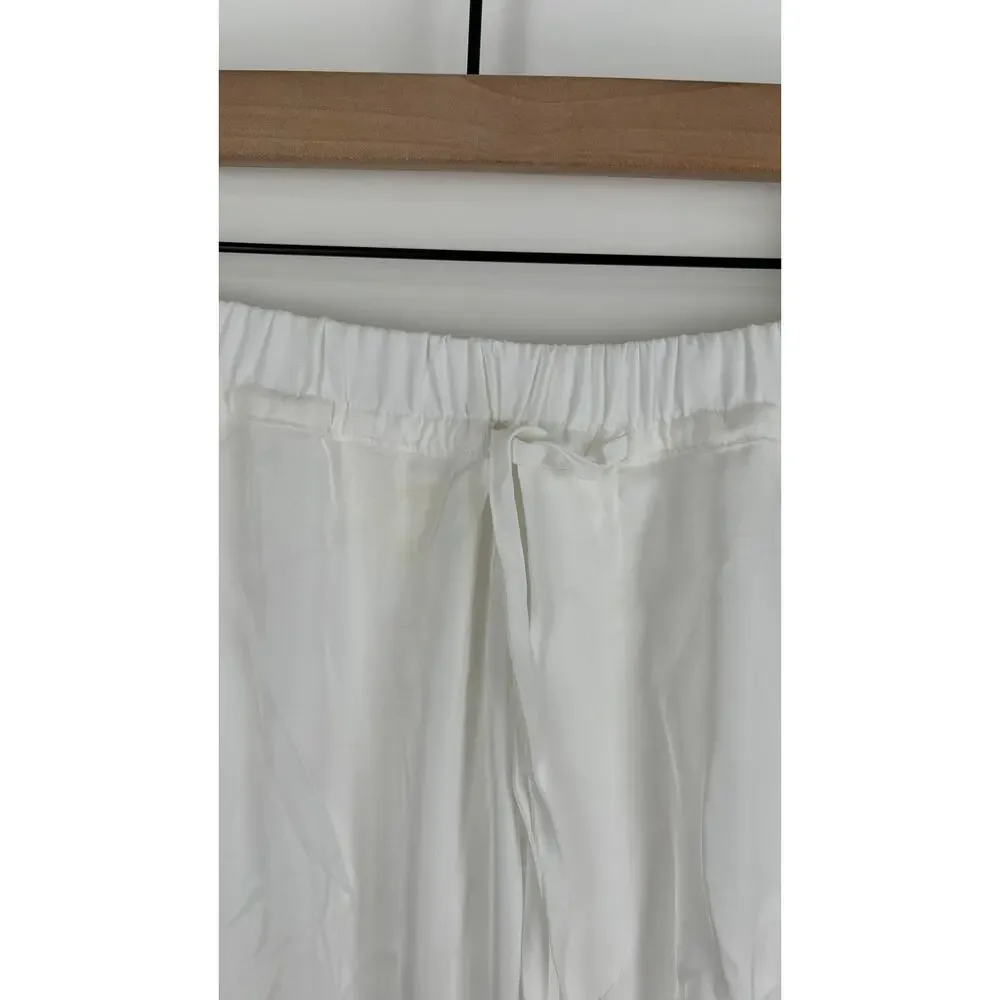 Maeve Anthropologie Pull On Silky Parachute Pants Womens Size Large White New